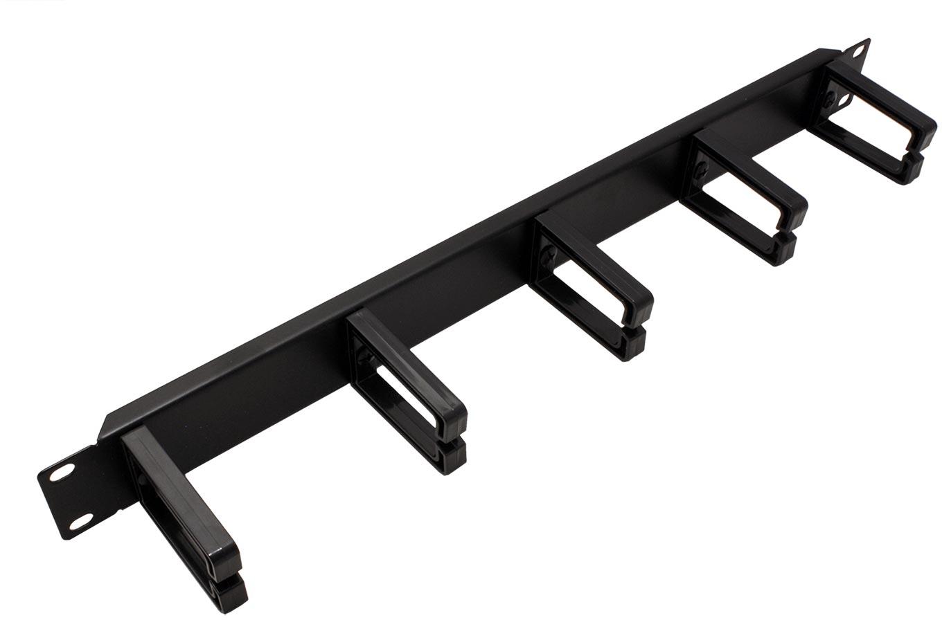 VALUE 19'' vyvazovací panel 1U, jednostranný, 5× plastový třmen "C", černý