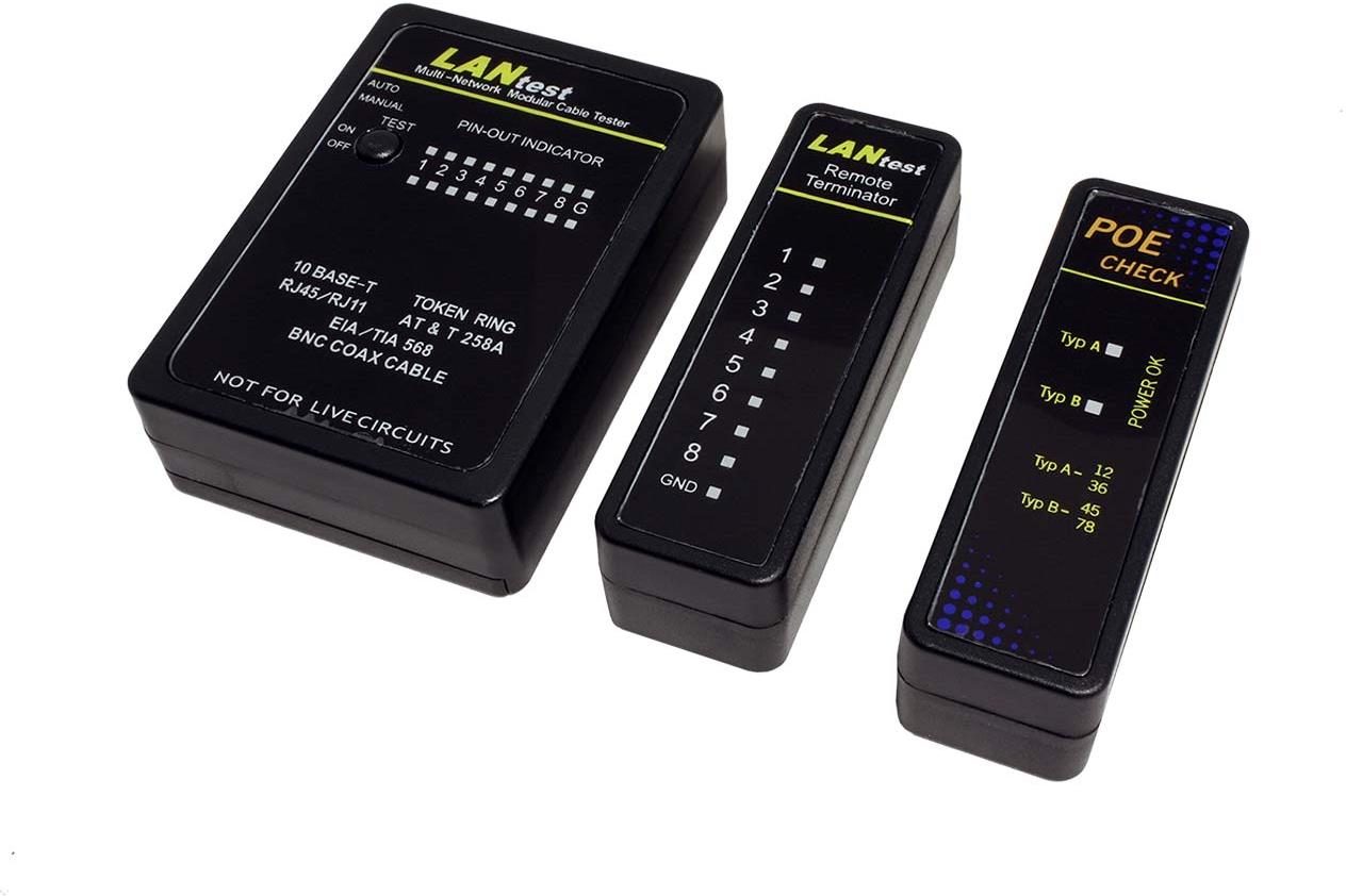 VALUE Tester kabeláže (RJ45, RJ12, BNC) + PoE tester