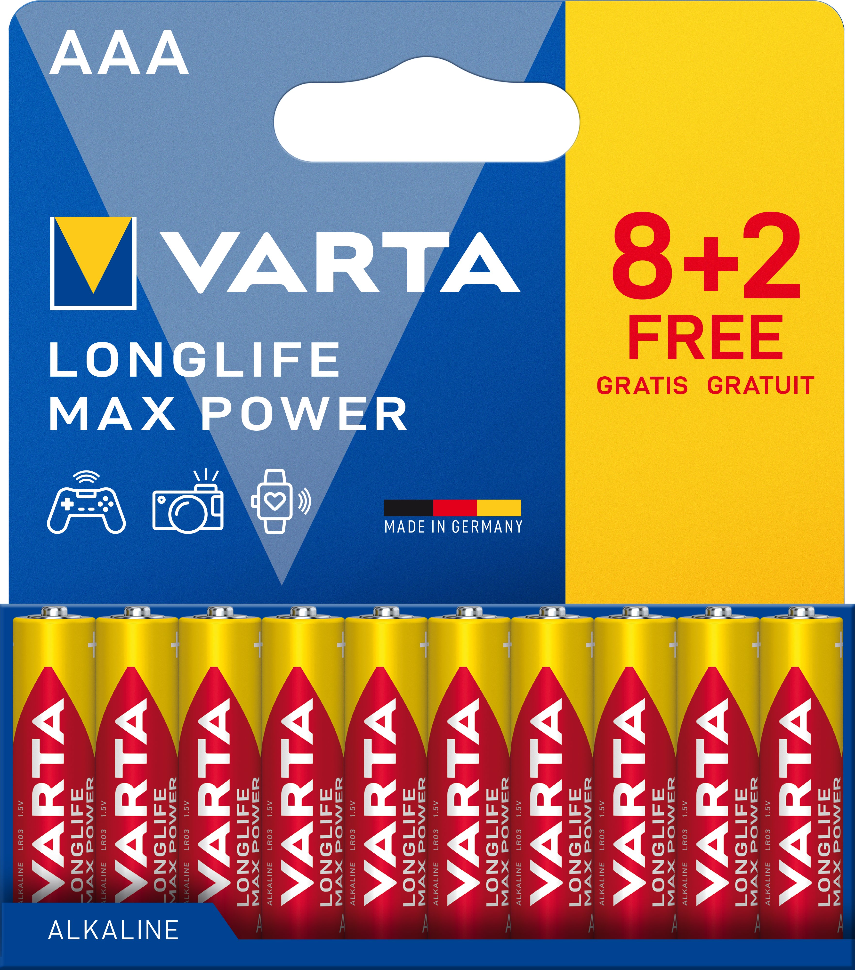 VARTA Longlife Max Power 8+2 AAA (Plastic free Wide Blister)