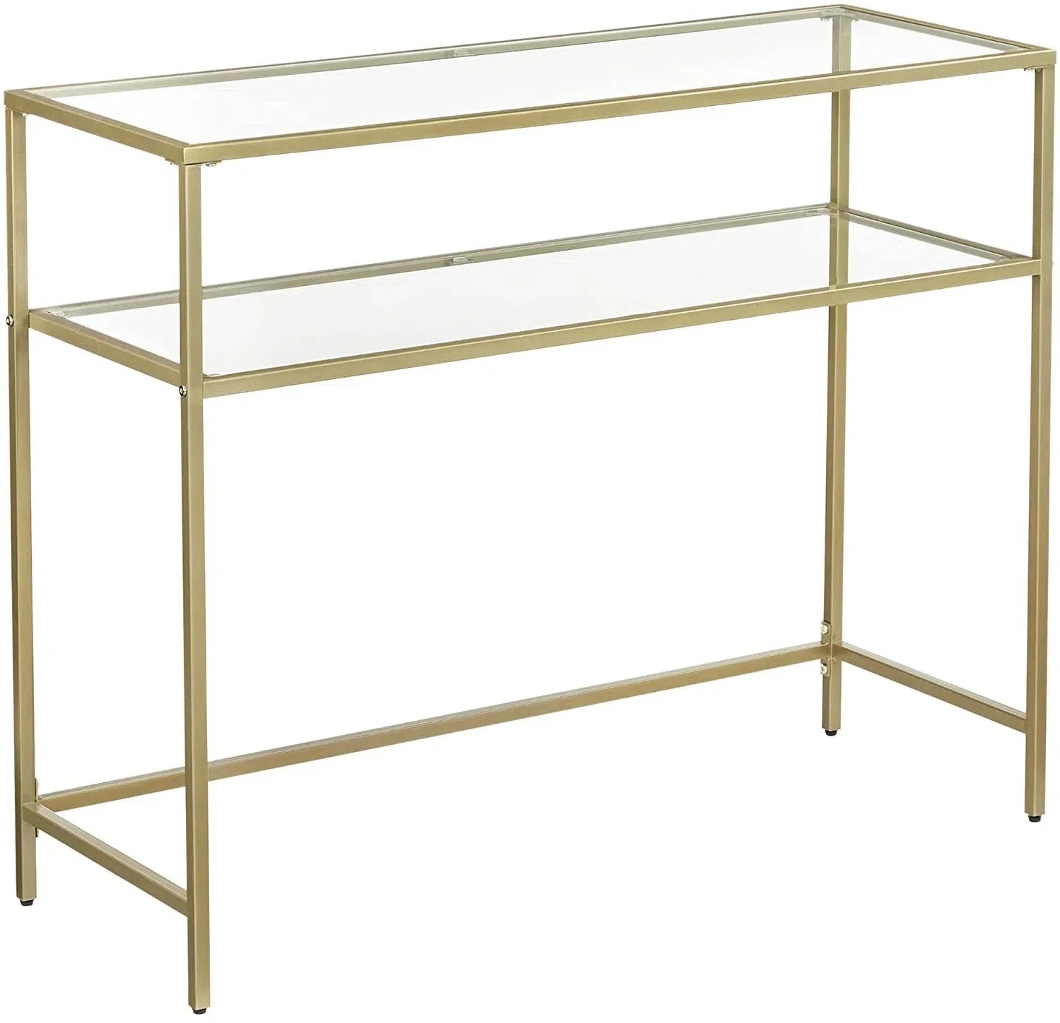 VASAGLE Zlatý, skleněný stolek s elegantním designem, 100 × 35 × 80 cm