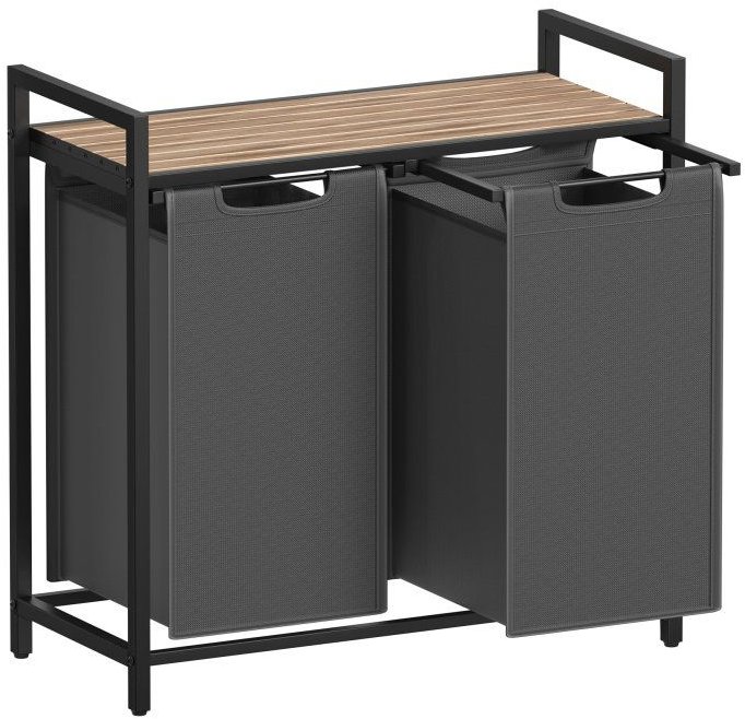 Vasagle Dvoudílný koš s policí 2 × 46 l, 73 × 72 × 33 cm, šedohnědý