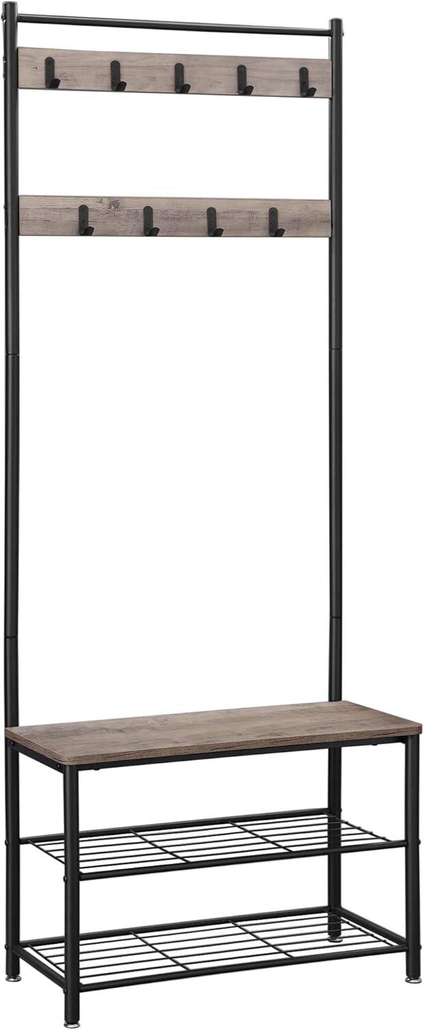 VASAGLE Stojan černý, lamino a ocel, moderní stojací design 70 × 32 × 175 cm