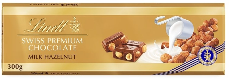 LINDT Gold Tablet Švýcarská Mléčná Čokoláda S Lískovými Oříšky 300 g