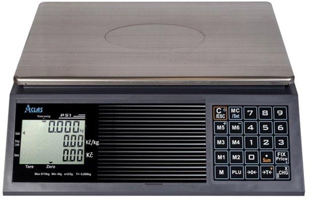 Aclas Obchodní váha PS1 do 15 kg, cejchovaná