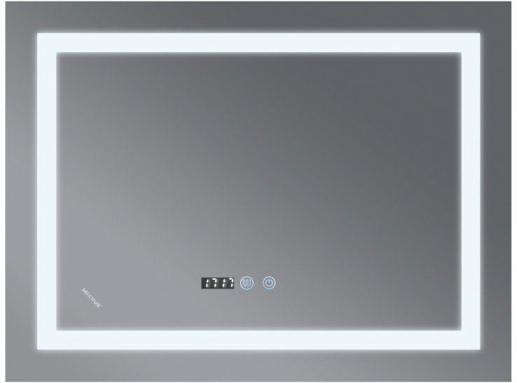 MIXXUS Zrcadlo s LED osvětlením, protizamlžovací funkcí, regulací jasu a hodinkami, MR02-80×80 WARM