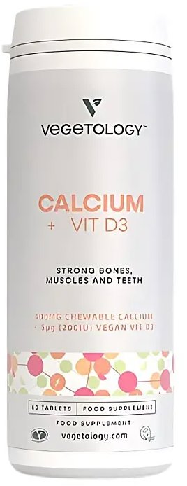 Vegetology Vápník + Vitamín D3, 60 žvýkacích tablet
