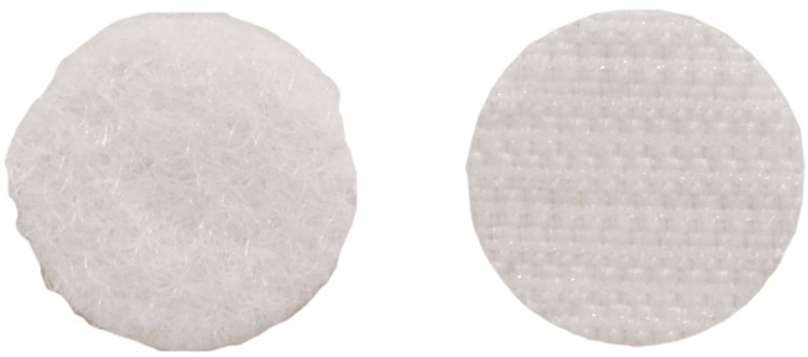 VELCRO Nalepovací příchytky kulaté 16 mm, suchý zip, 16 ks, bílé