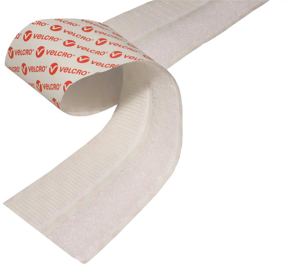 VELCRO páska se suchým zipem, nalepovací, 20 mm × 0,5 m, bílá