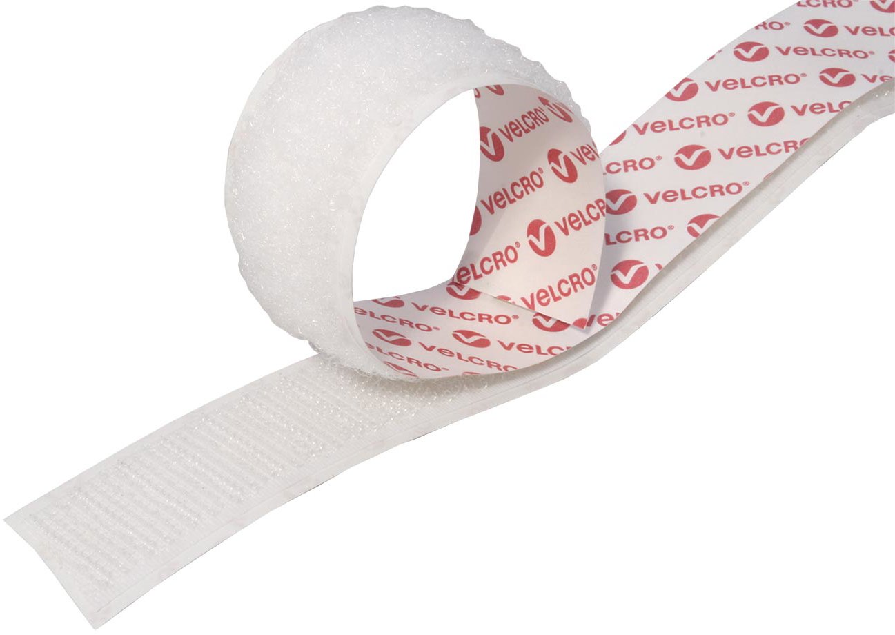VELCRO Páska se suchým zipem, pro všeobecné použití, nalepovací, 20 mm × 5 m, bílá