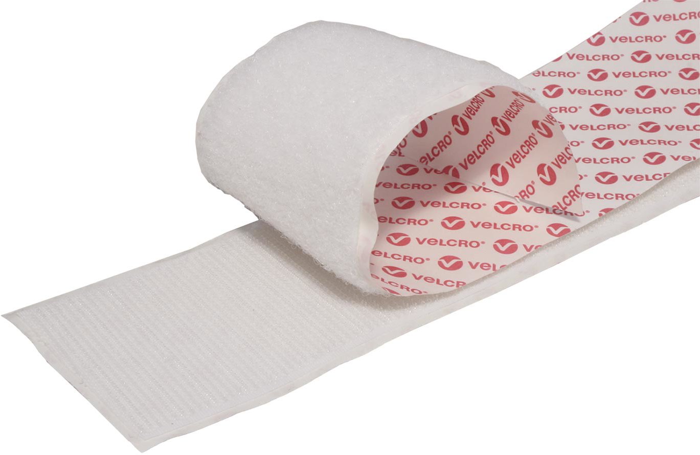 VELCRO Páska se suchým zipem, pro všeobecné použití, nalepovací, 50 mm × 5 m, bílá