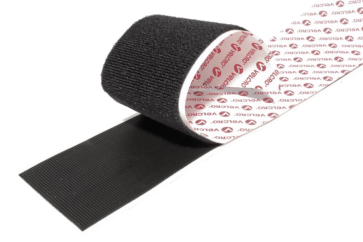 VELCRO Páska se suchým zipem, extra tenká, nalepovací, 50 mm × 25 m, černá