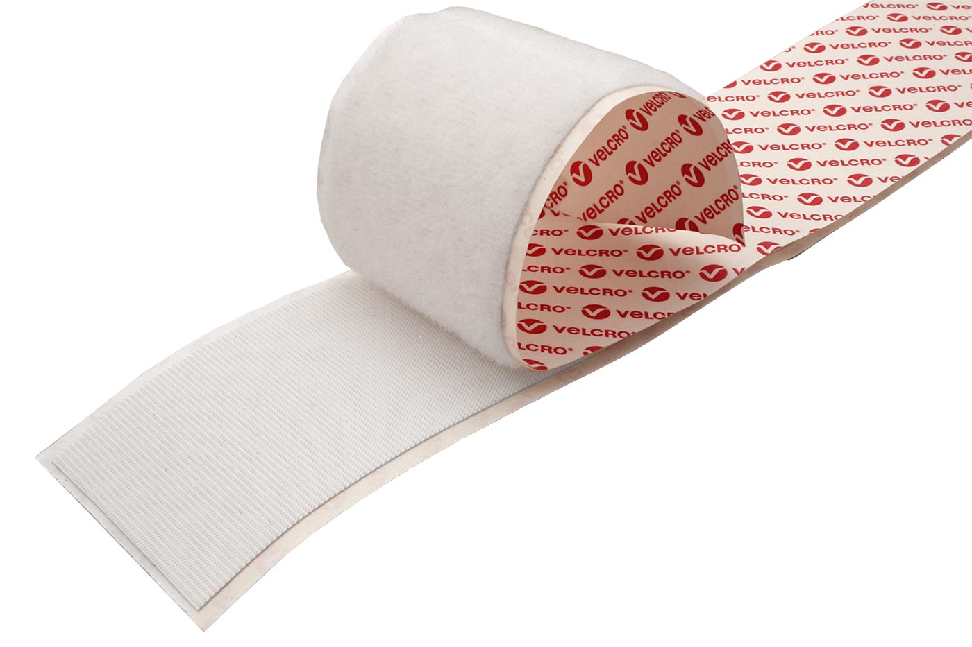 VELCRO Páska se suchým zipem, extra tenká, nalepovací, 50 mm × 5 m, bílá