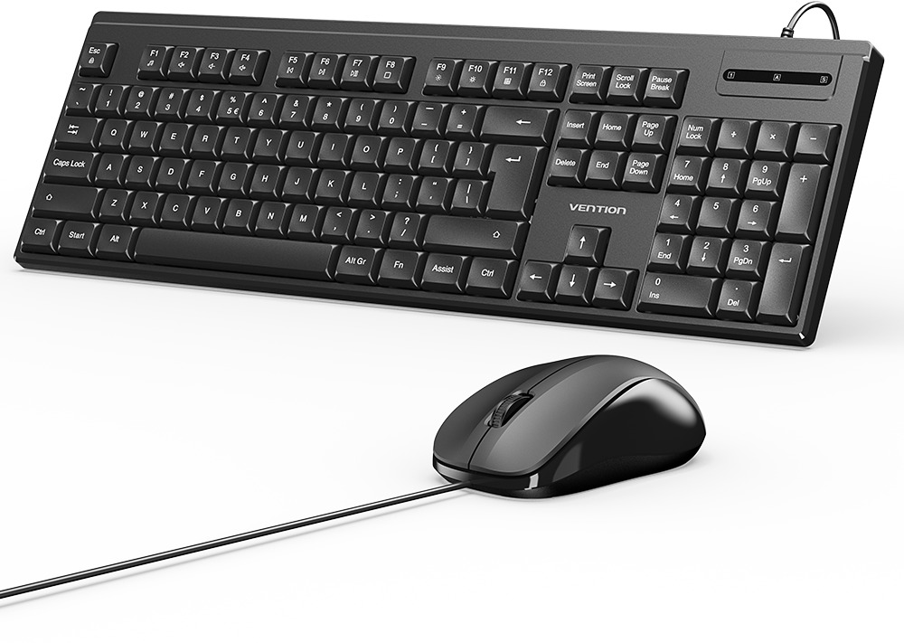 Vention USB Wired Full-Sized Silent Keyboard and Mouse Combo Black Slim Type - US