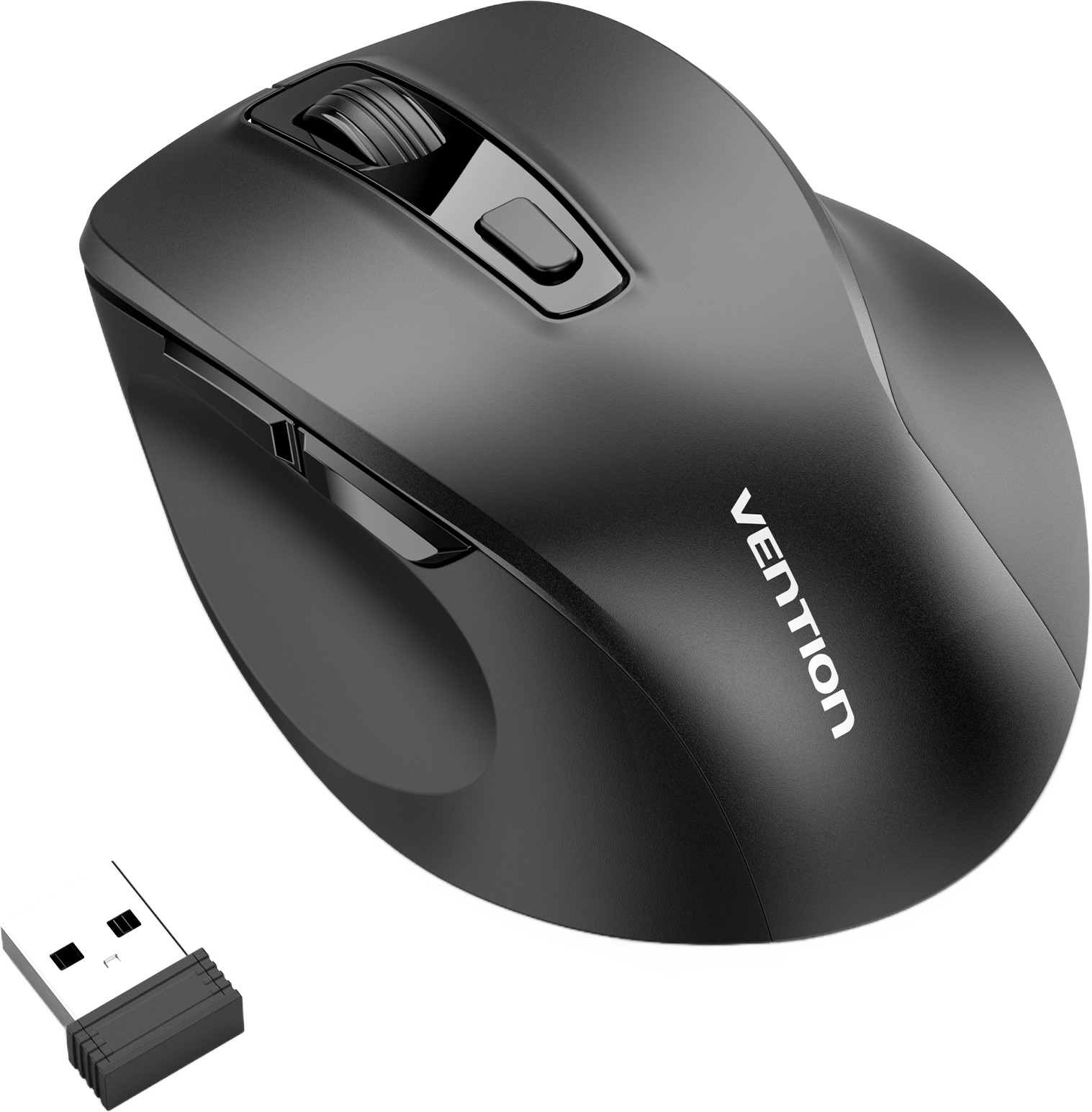 Vention 6-Button 2.4GHz + Bluetooth 5.1 Wireless Ergonomic Mouse Black