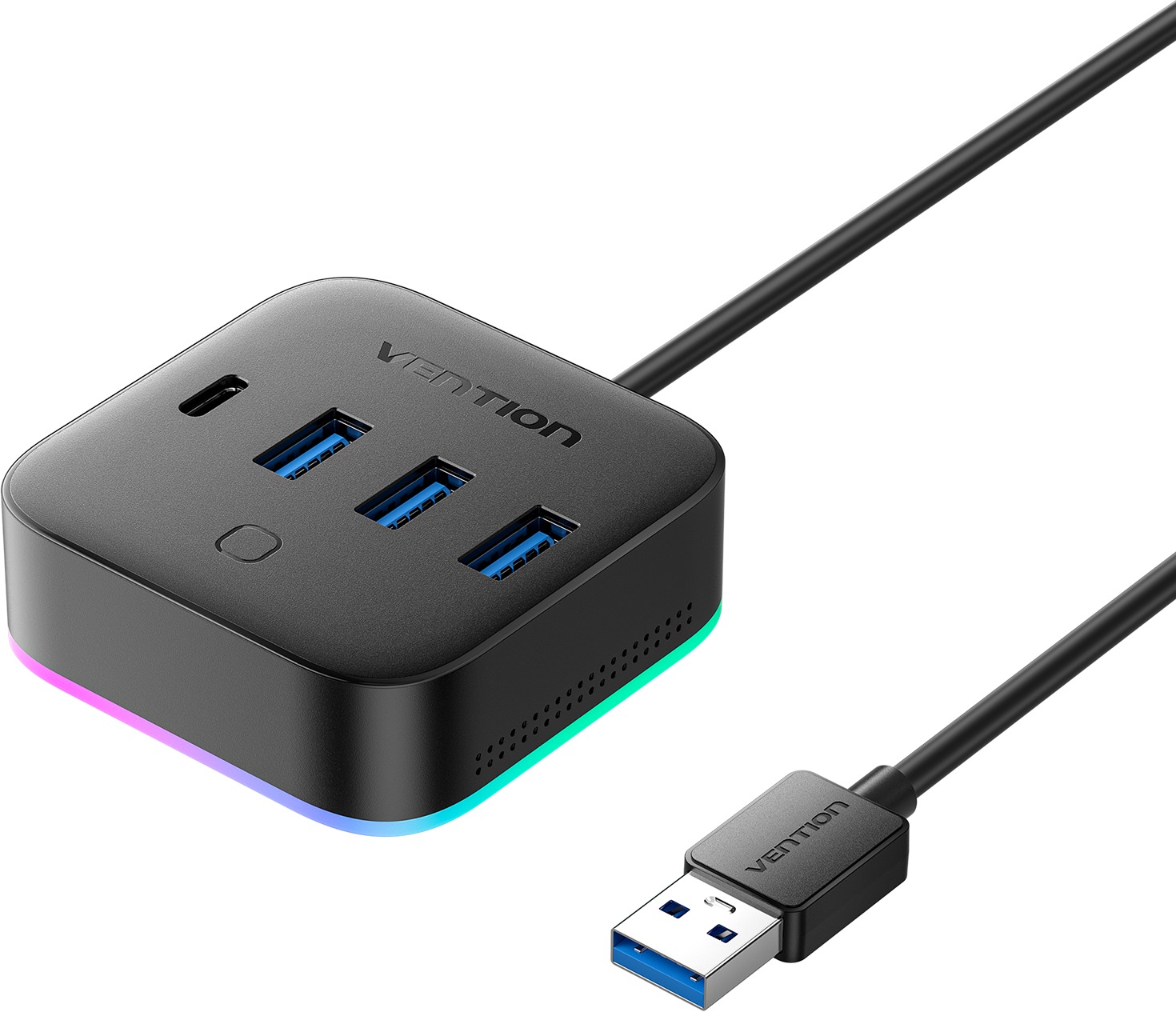 Vention USB 3.0 to USB 3.2 Gen 1 Type-C/USB 3.0*3/USB-C Desk Hub 1M Black