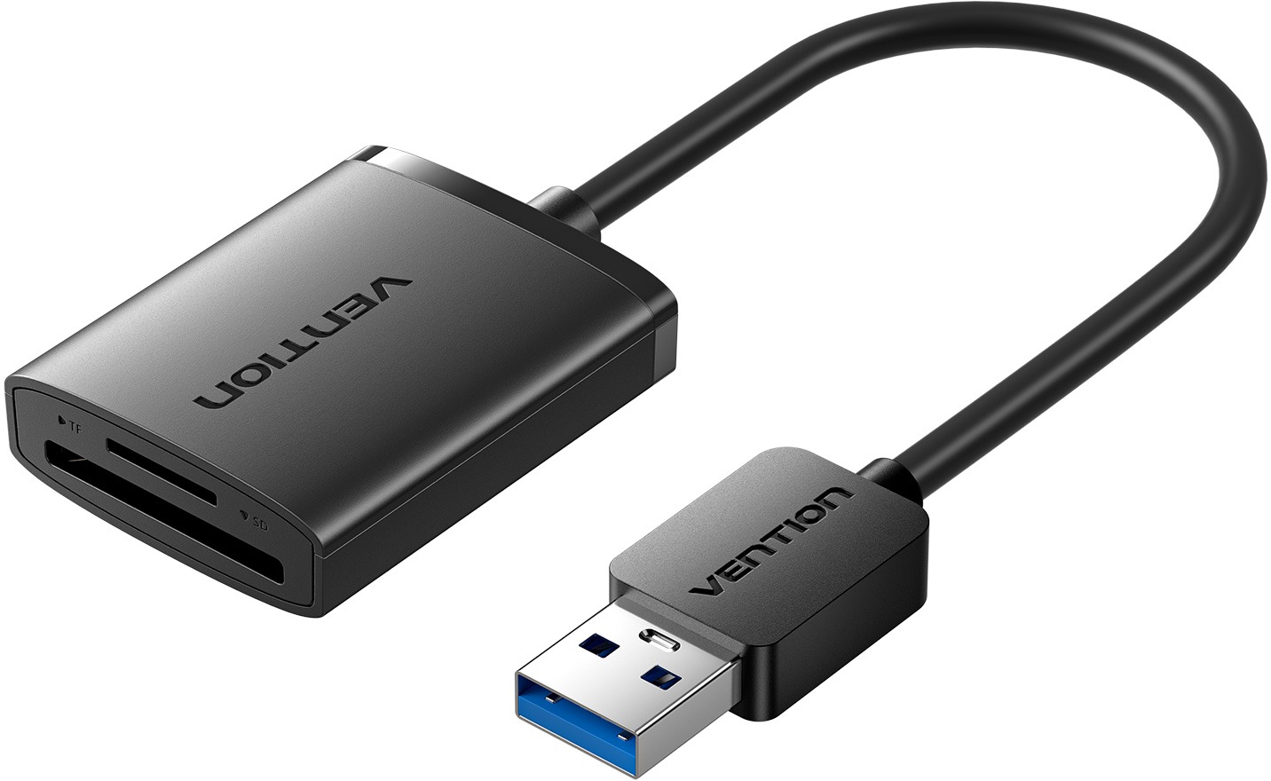 Vention 2-in-1 USB 3.0 A Card Reader (SD+TF) Black Dual Drive Letter 0.15M