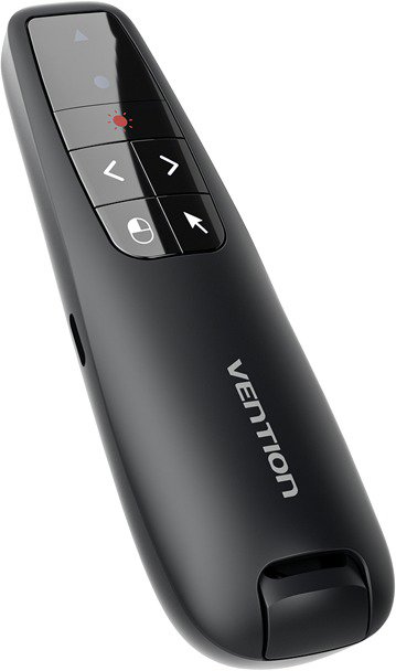 Vention Wireless PowerPoint Presentation Clicker with Air Mouse Control Green Laser Pointer – Black