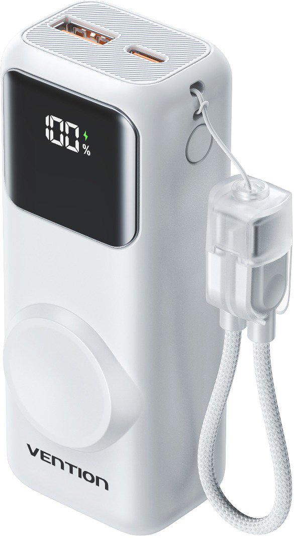 Vention Mini 10000mAh Power Bank (USB-C + USB-A) with Built-in USB-C ...