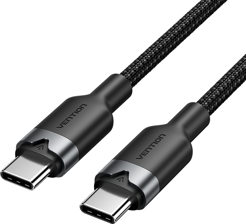 Vention USB 2.0 Type-C Male to Type-C Male 3A Cable 1M Black Aluminum Alloy Type