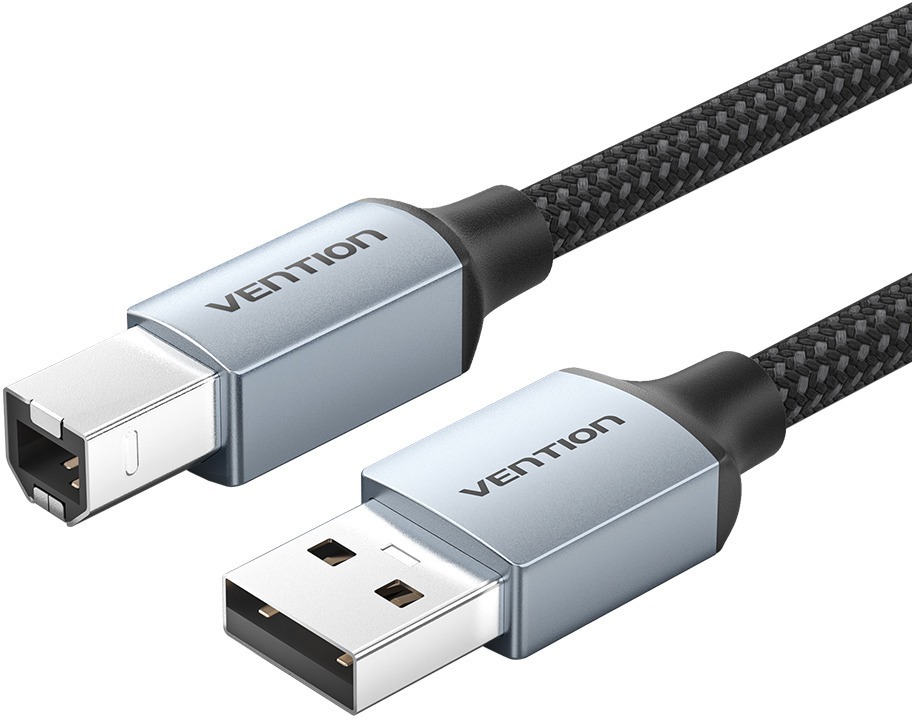 Vention Cotton Braided USB 2.0 A Male to B Male Printer Cable 8M Gray Aluminum Alloy Type