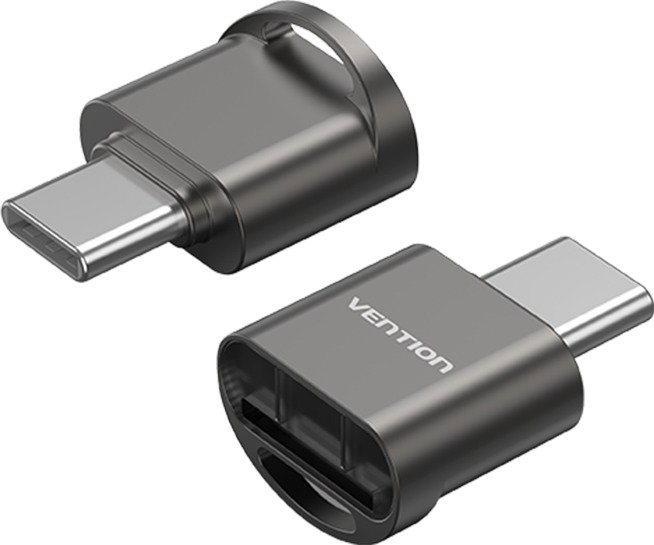 Vention USB 2.0 Type-C MicroSD Card Reader Gray Zinc Alloy Type