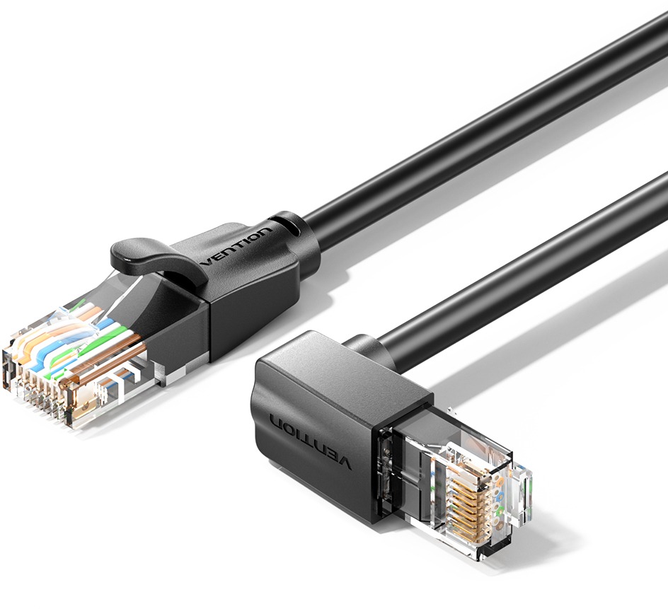 Vention Cat.6 UTP Upward Right Angle Ethernet Patch Cable 1M Black