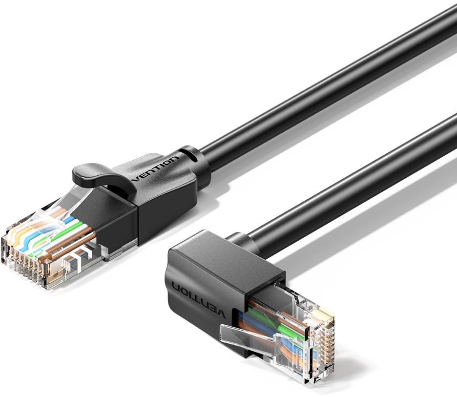 Vention Cat.6 UTP Downward Right Angle Ethernet Patch Cable 1M Black