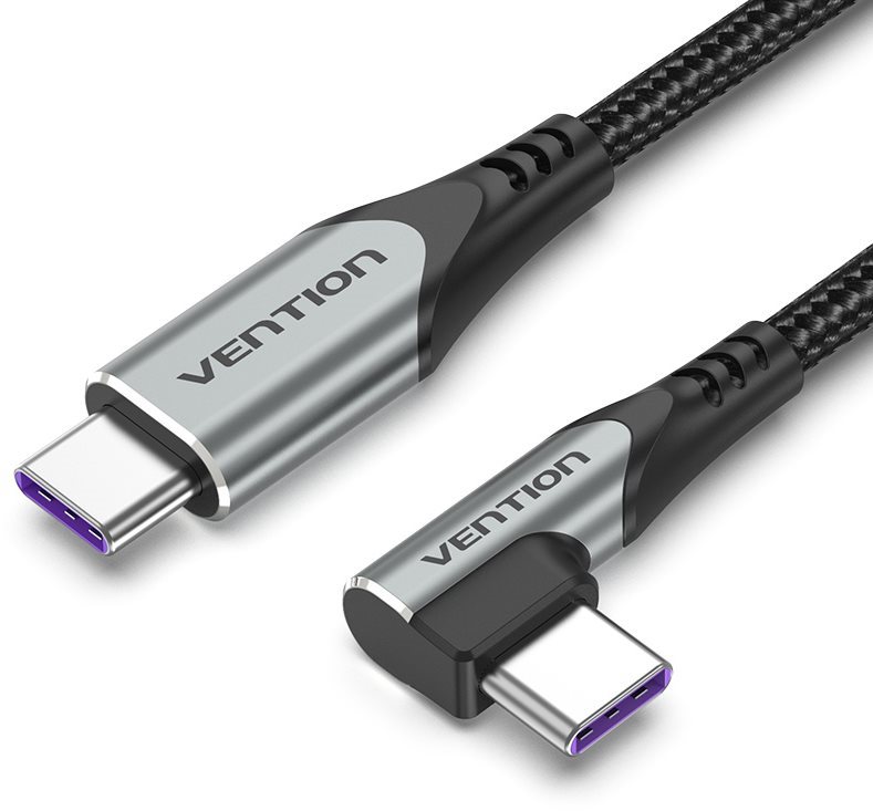 Vention Type-C (USB-C) 2.0 Right Angle to USB-C 1m Gray Aluminum Alloy Type