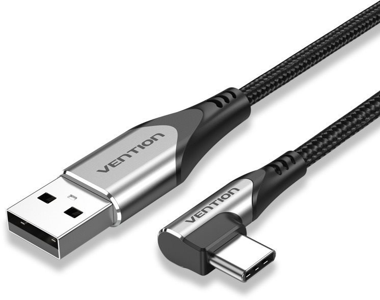 Vention Type-C (USB-C) 90° <-> USB 2.0 Cotton Cable Gray 2m Aluminum Alloy Type