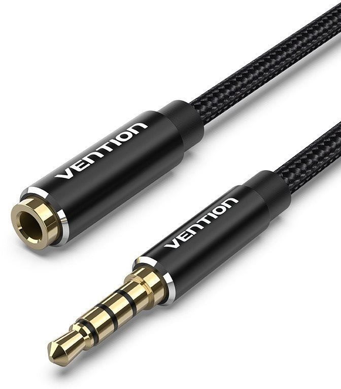 Vention Cotton Braided TRRS 3.5mm Male to 3.5mm Female Audio Extension Cable 10M Black Vention Alumi