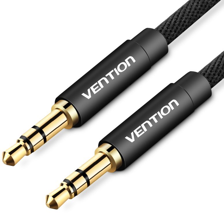 Vention Fabric Braided 3.5mm Jack Male to Male Audio Cable 1.5m Black Metal Type
