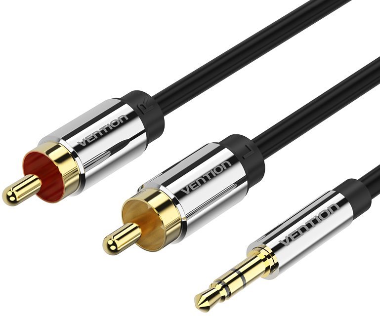 Vention 3.5mm Jack Male to 2x RCA Male Audio Cable 1m Black Metal Type