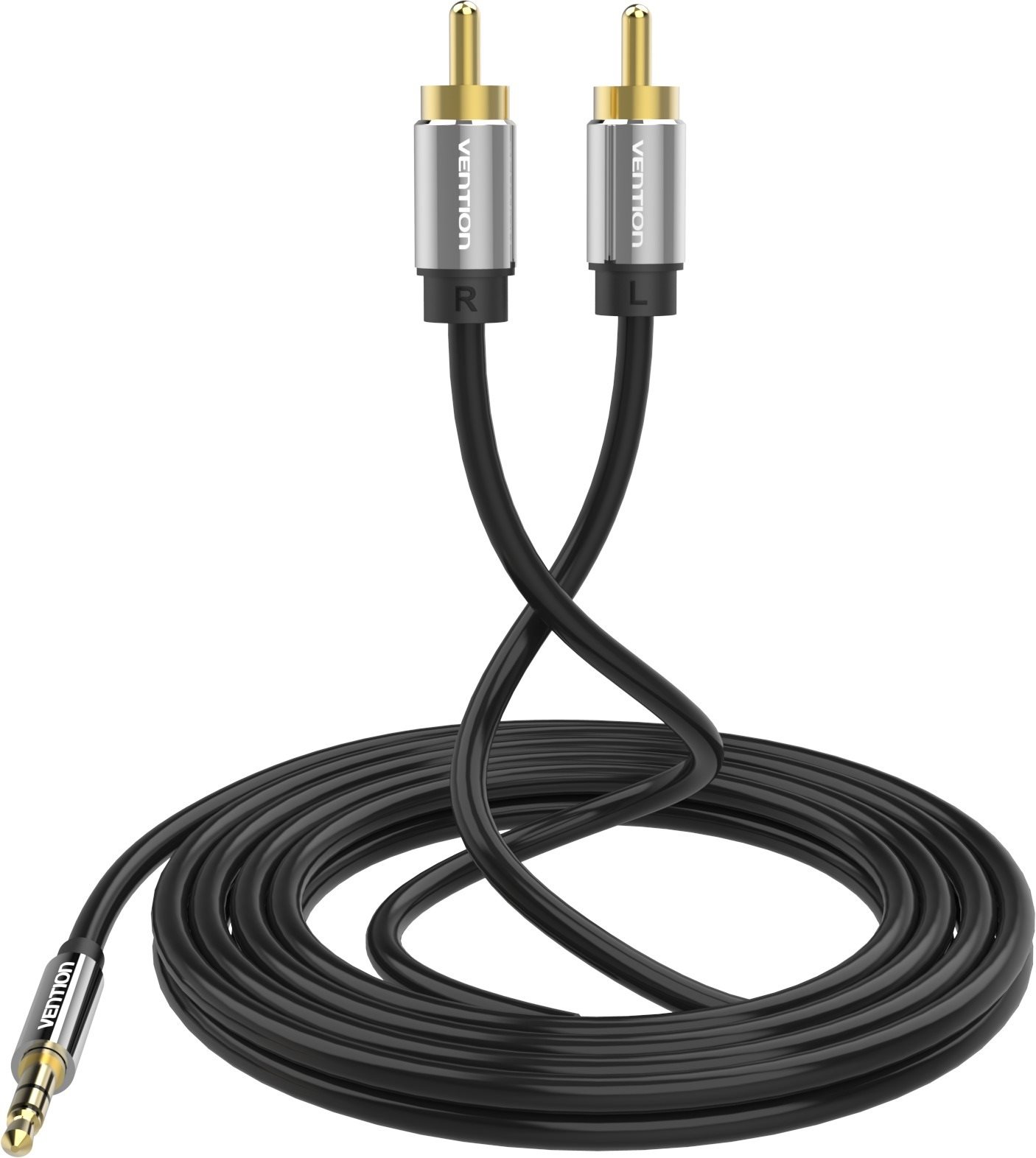 Vention 3.5mm Jack Male to 2x RCA Male Audio Cable 10m Black Metal Type