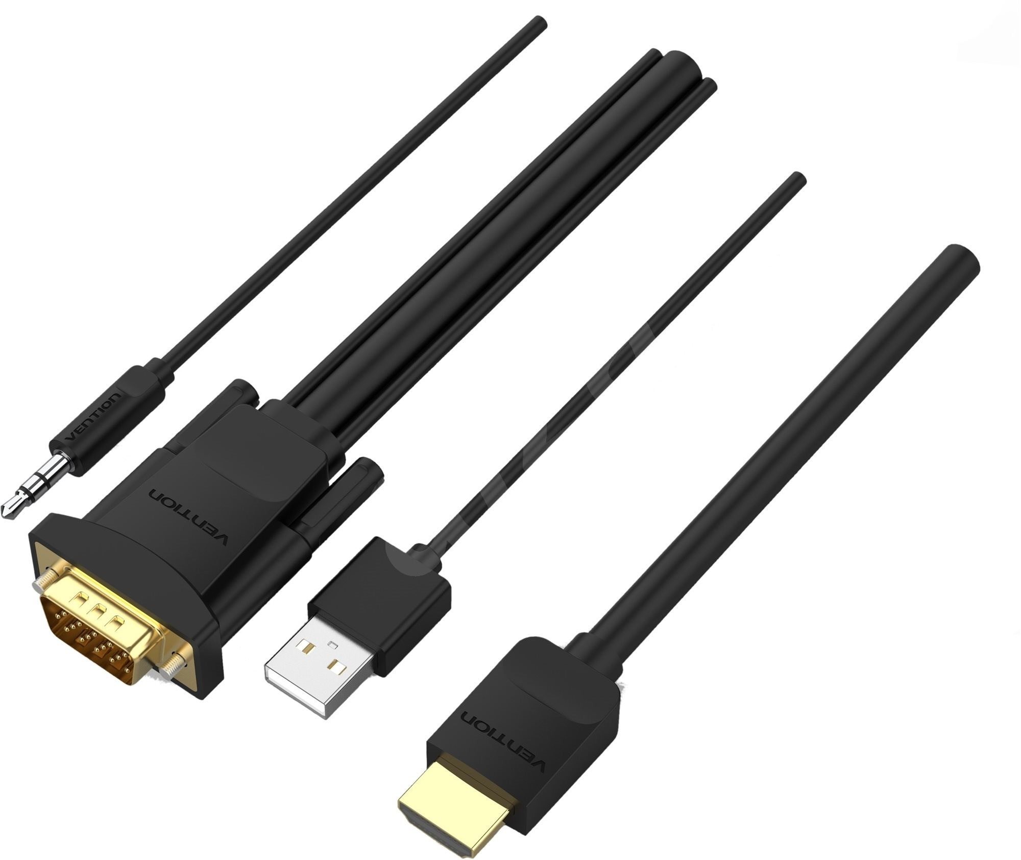 Vention HDMI to VGA Cable with Audio Output & USB Power Supply 2M Black