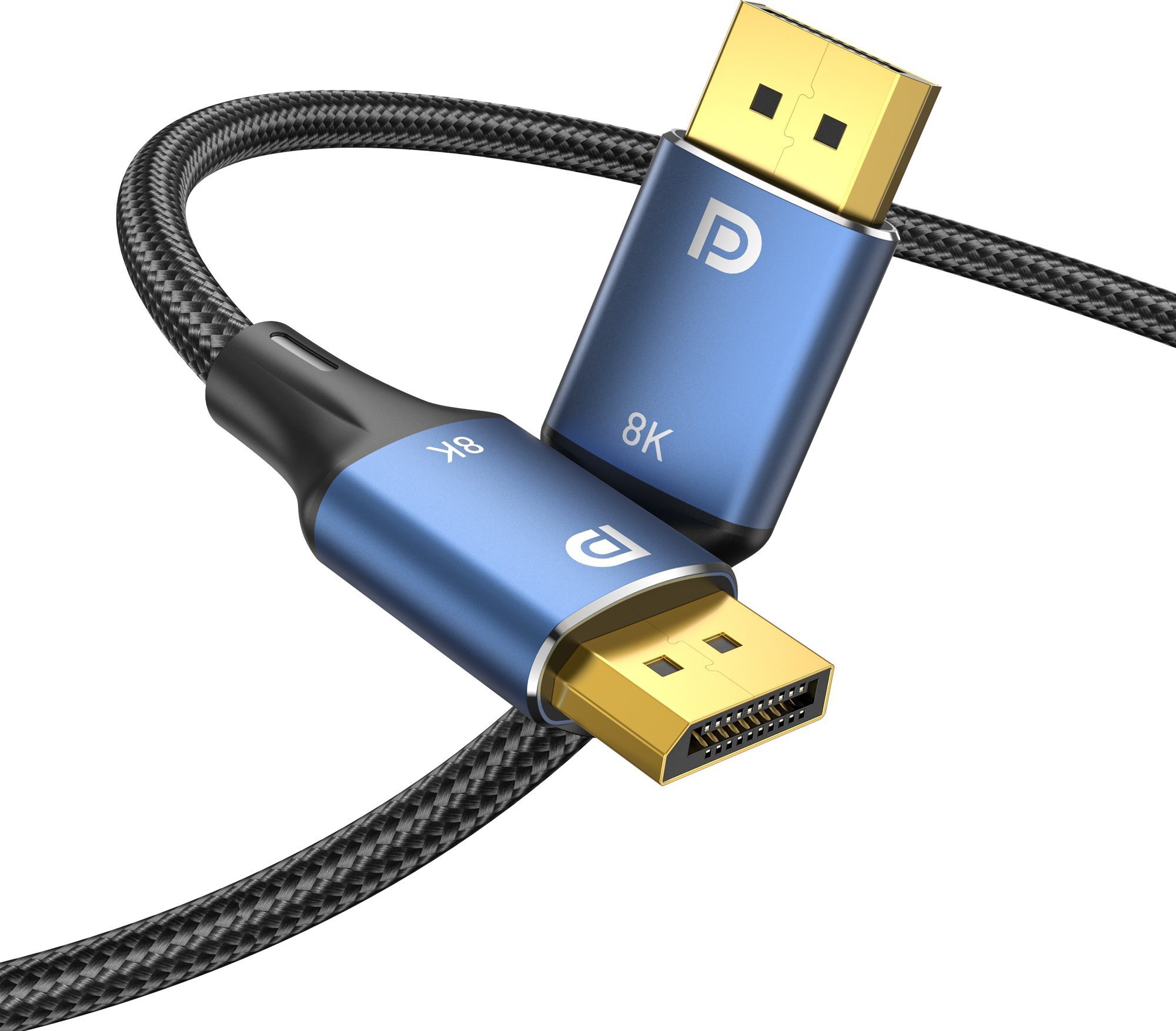 Vention Cotton Braided DP Male to Male HD Cable 8K 5m Blue Aluminum Alloy Type