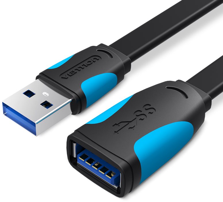 Vention USB3.0 Male to Female Extension Cable FLAT 1m Black