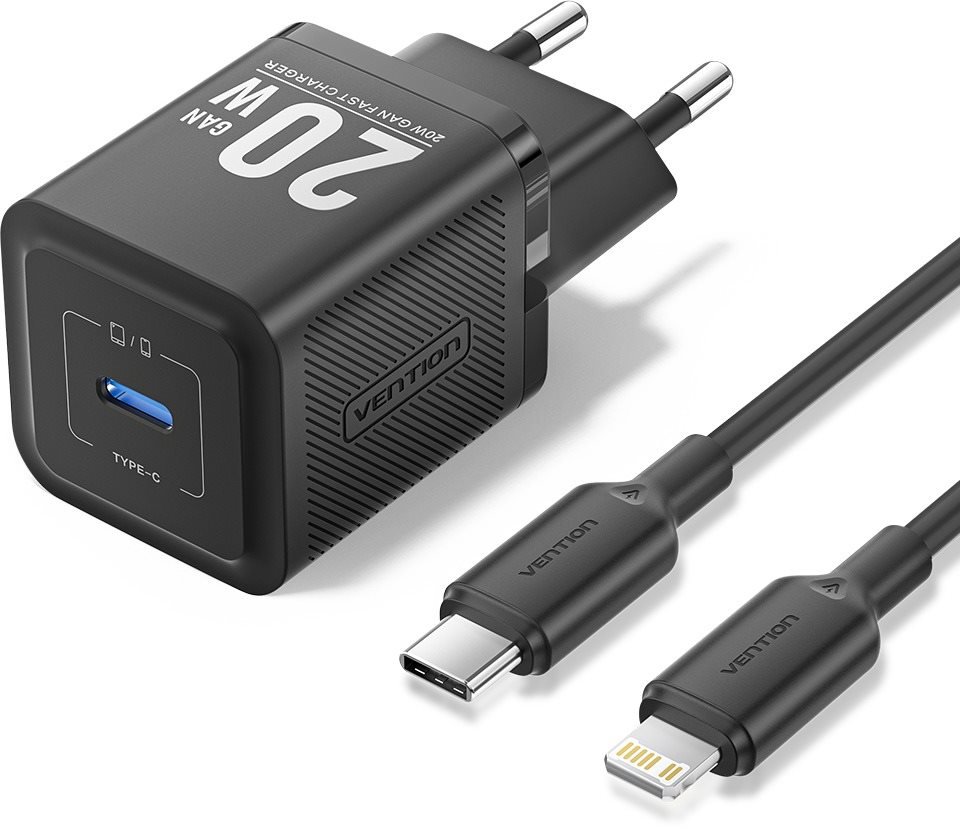 Vention 1-Port USB-C GaN Charger s Lightning kabelem