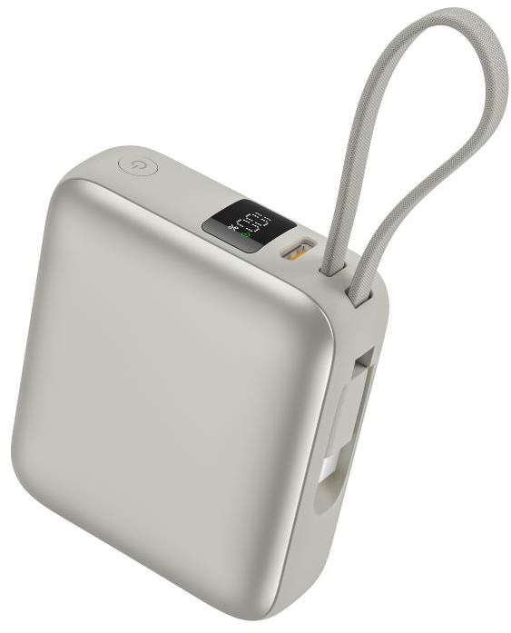 Vention 10000mAh Mini Power Bank (USB-C + USB-C) with Built-in USB-C Cable 35W Beige