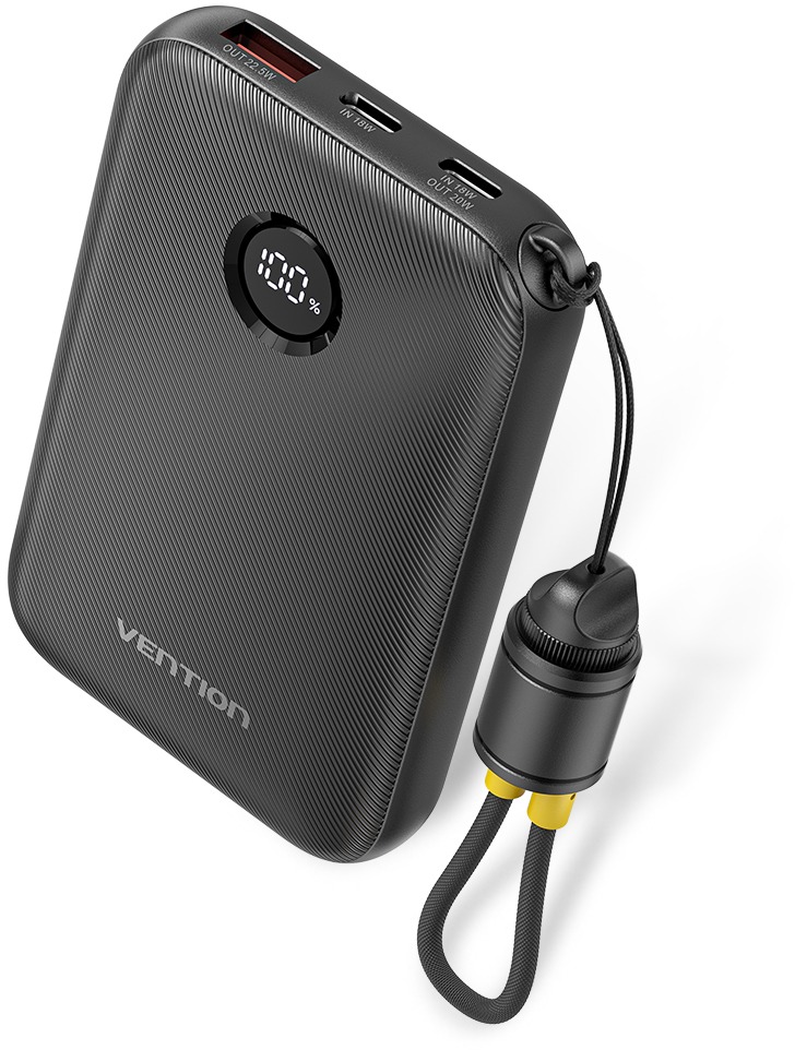 Vention 10000mAh Power Bank (USB-C + USB-C/USB-C/USB-A) 22.5W Black