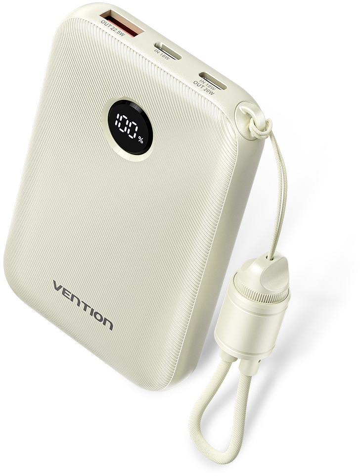 Vention 10000mAh Power Bank (USB-C + USB-C/USB-C/USB-A) 22.5W Beige