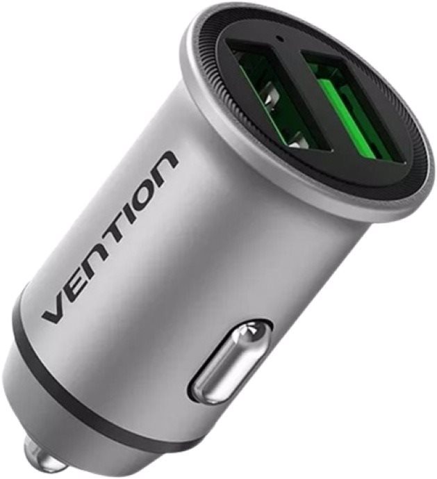 Vention Two-Port USB A+A (18W/18W) Car Charger Gray Mini Style Aluminium Alloy Type