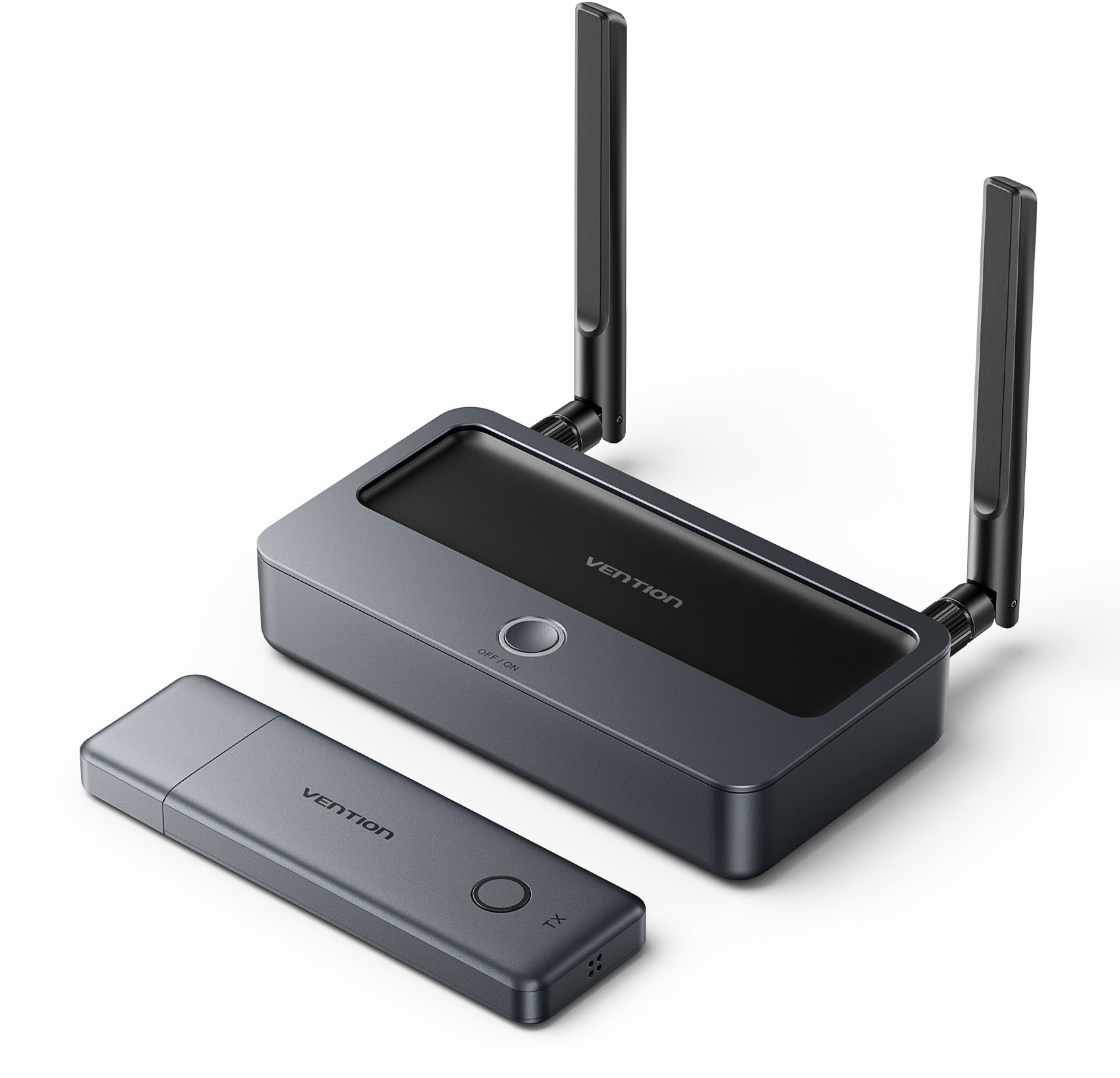 Vention Enterprise-Grade Wireless HDMI to HDMI + VGA + 3.5mm TRS + USB-C Transmitter/Receiver Gray