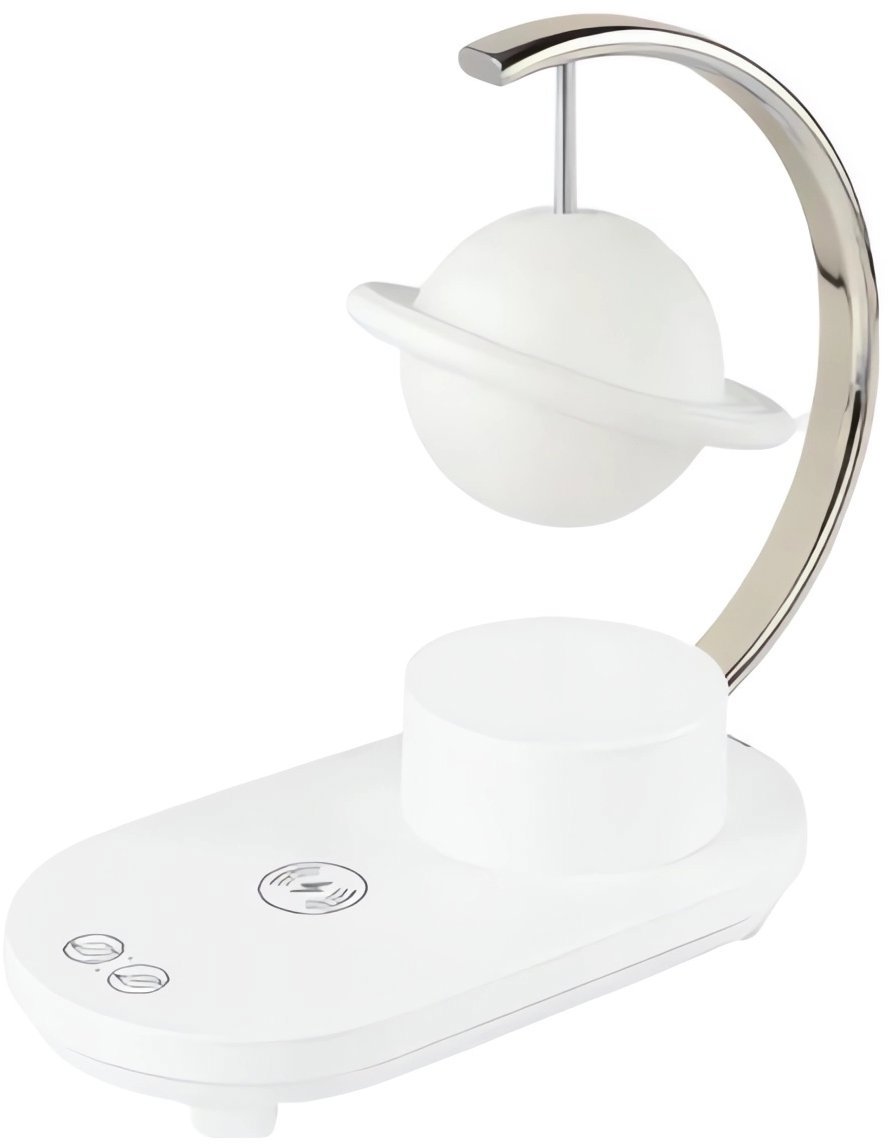 VERK 12368 Lampička s bluetooth reproduktorem, RGB osvětlením a bezdrátovým nabíjením, saturn
