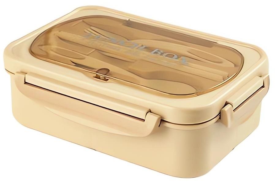 Svačinový box s příborem 1000 ml, hnědý