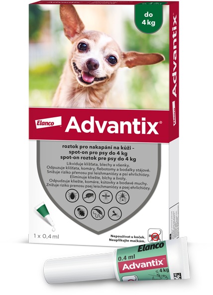 Advantix roztok pro nakapání na kůži – spot-on pro psy do 4 kg