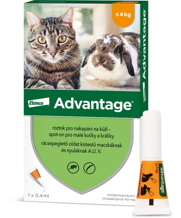 Advantage 1 × 0,4 ml - spot-on pro malé kočky a králíky