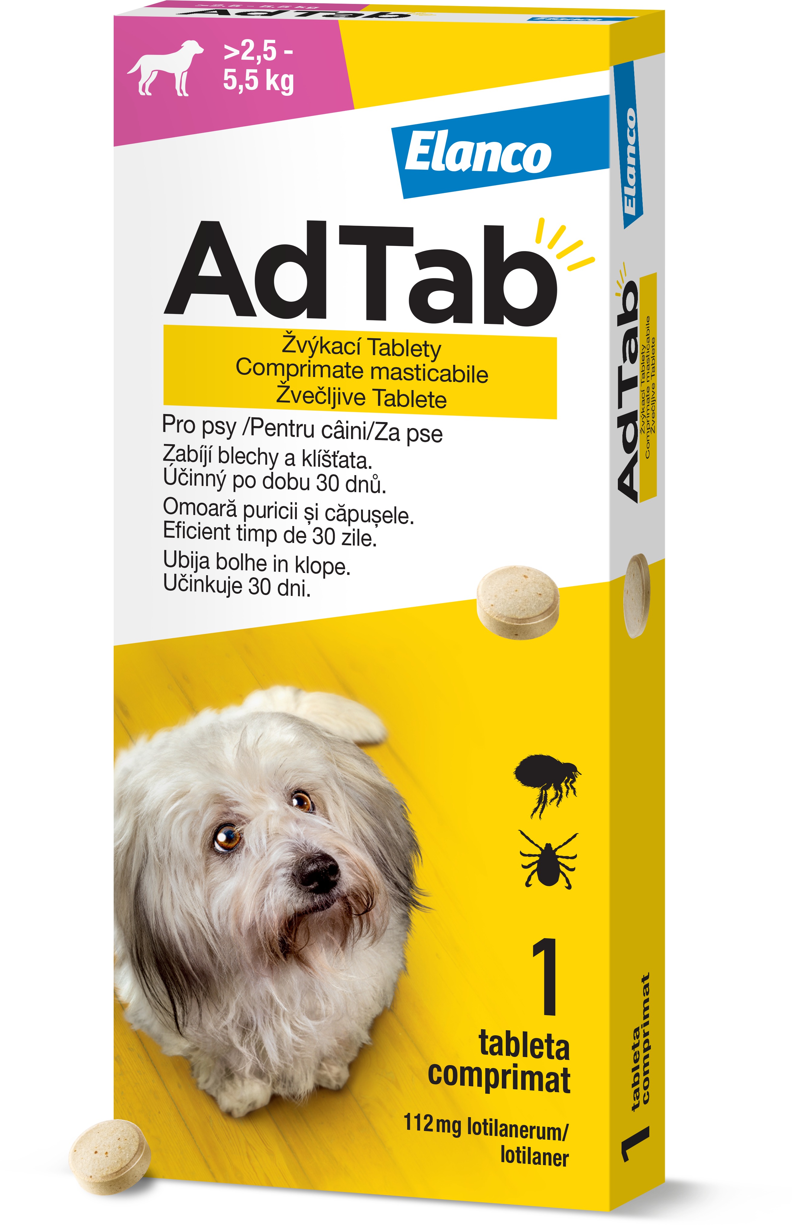 AdTab 112 mg žvýkací tableta pro psy (2,5–5,5 kg) 1 ks