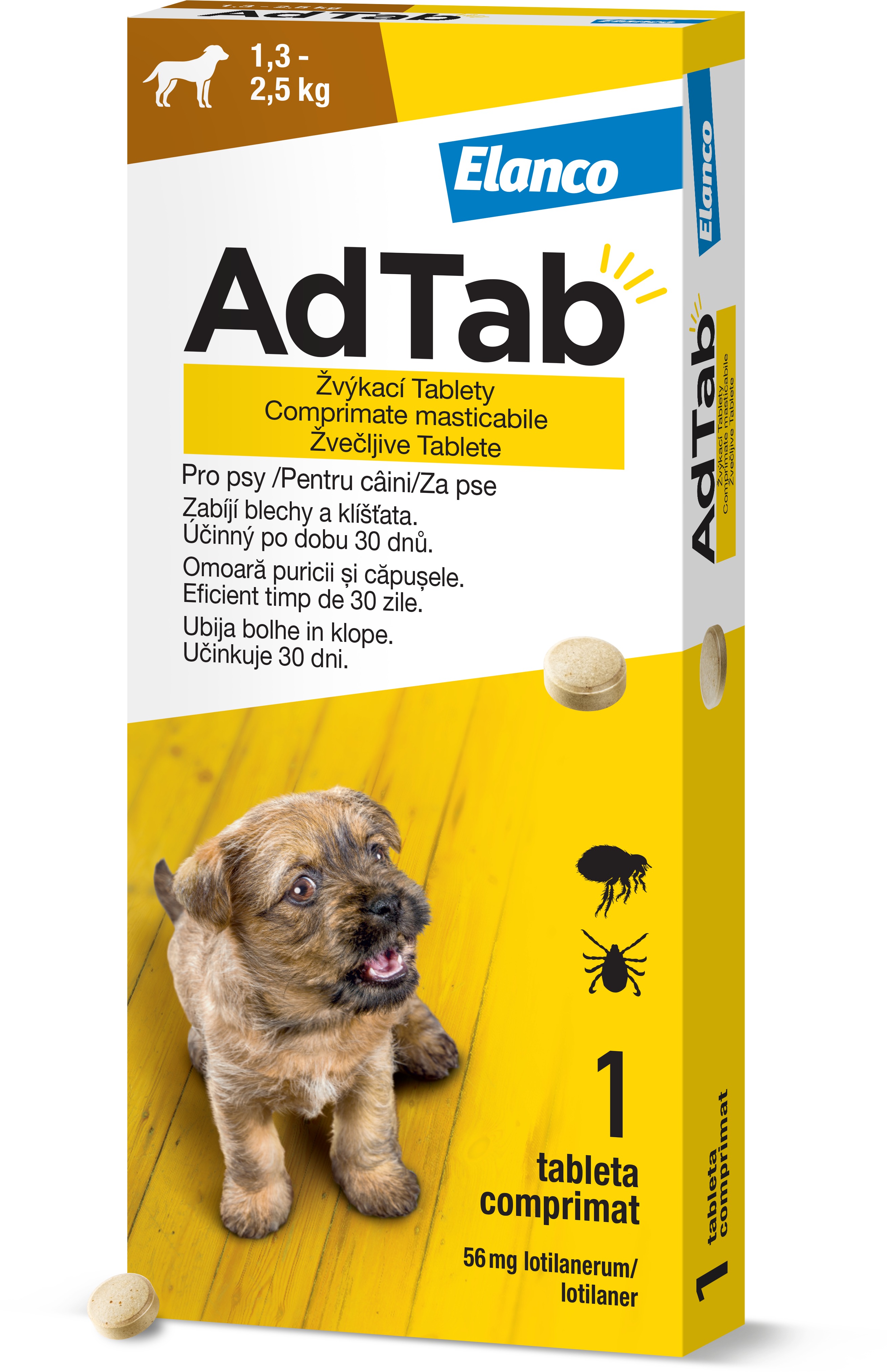 AdTab 56 mg žvýkací tableta pro psy (1,3–2,5 kg) 1 ks