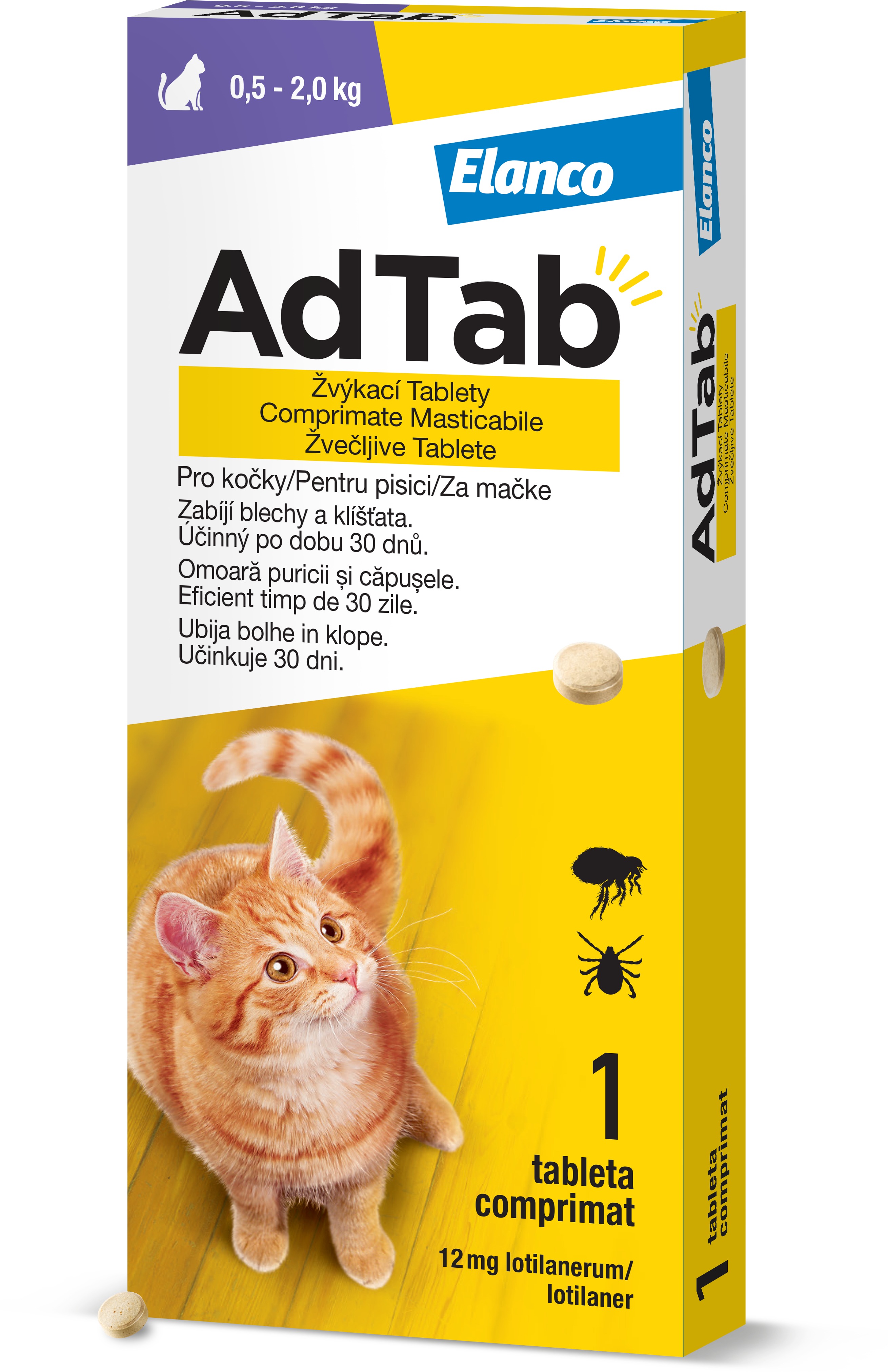 AdTab 12 mg žvýkací tableta pro kočky (0,5–2 kg) 1 ks