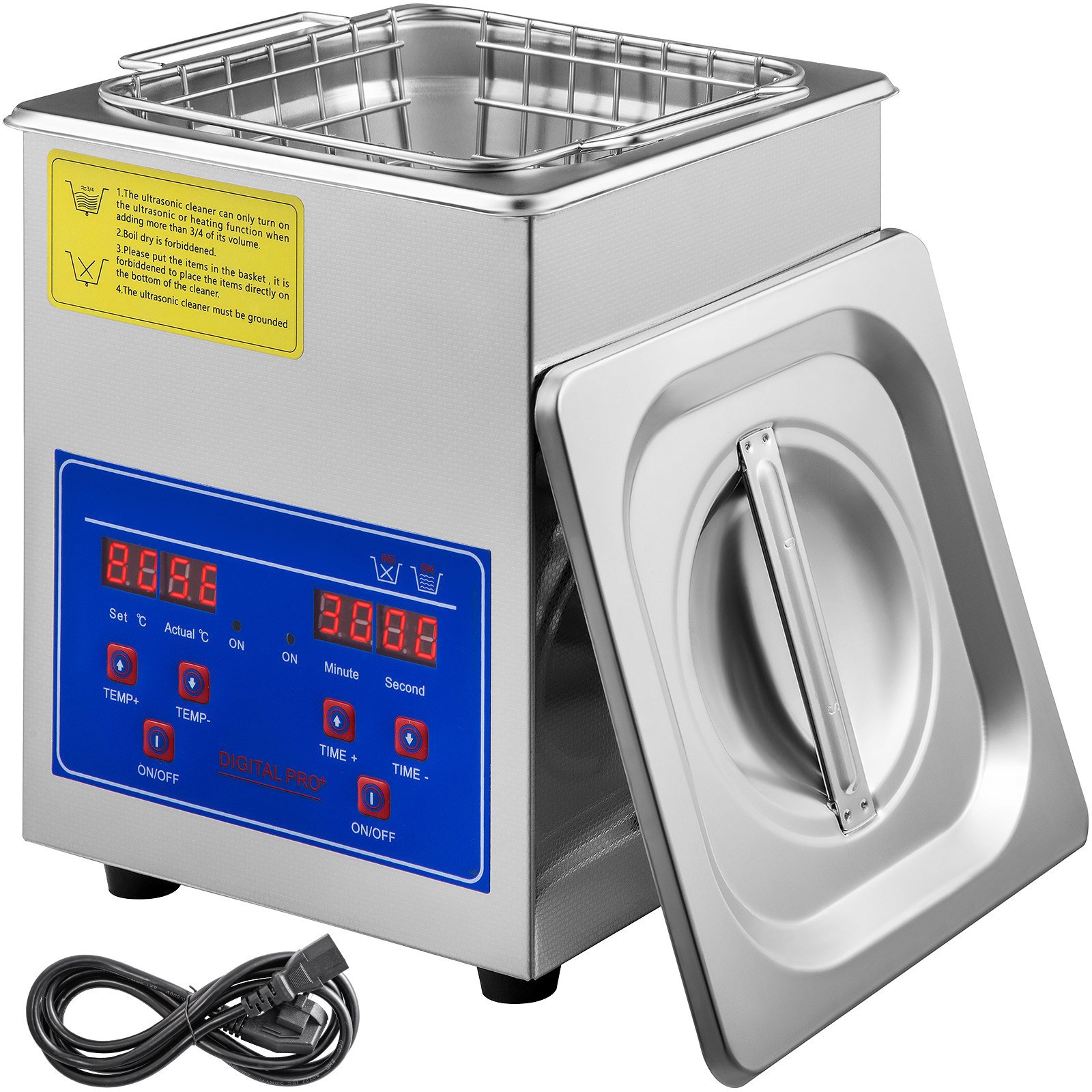 Vevor Ultrazvukový čisticí stroj z nerezové oceli, digitální ohřívač s časovačem 2 l / 100 W